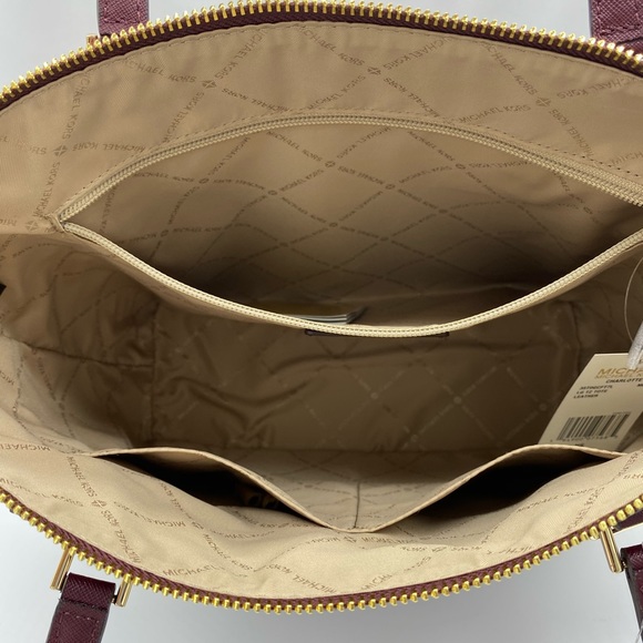 MICHAEL KORS CHARLOTTE LARGE TOP ZIP TOTE DARK CHERRY NWT - Picture 11 of 16